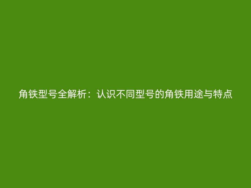 角鐵型號全解析：認識不同型號的角鐵用途與特點