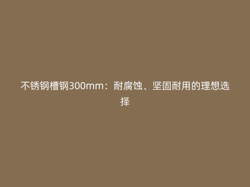不銹鋼槽鋼300mm：耐腐蝕、堅固耐用的理想選擇