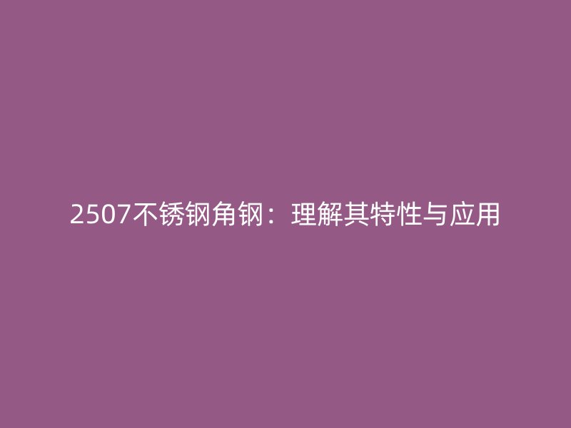 2507不銹鋼角鋼：理解其特性與應(yīng)用