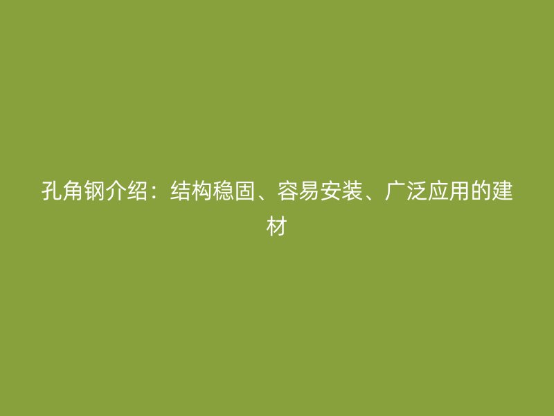 孔角鋼介紹：結(jié)構(gòu)穩(wěn)固、容易安裝、廣泛應(yīng)用的建材