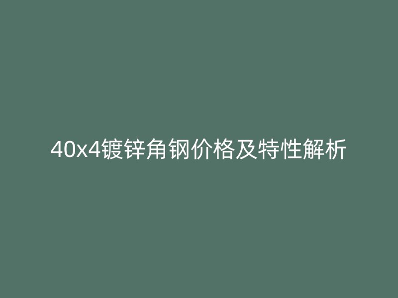 40x4鍍鋅角鋼價格及特性解析