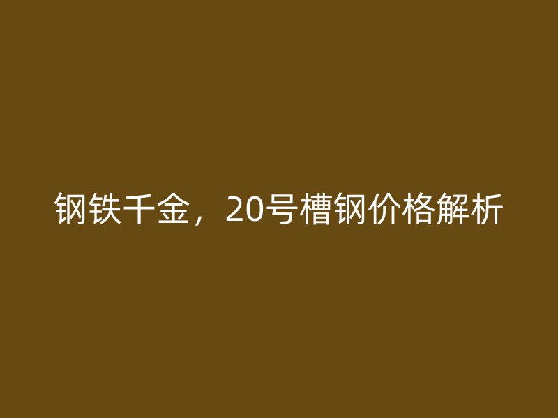 鋼鐵千金，20號槽鋼價格解析